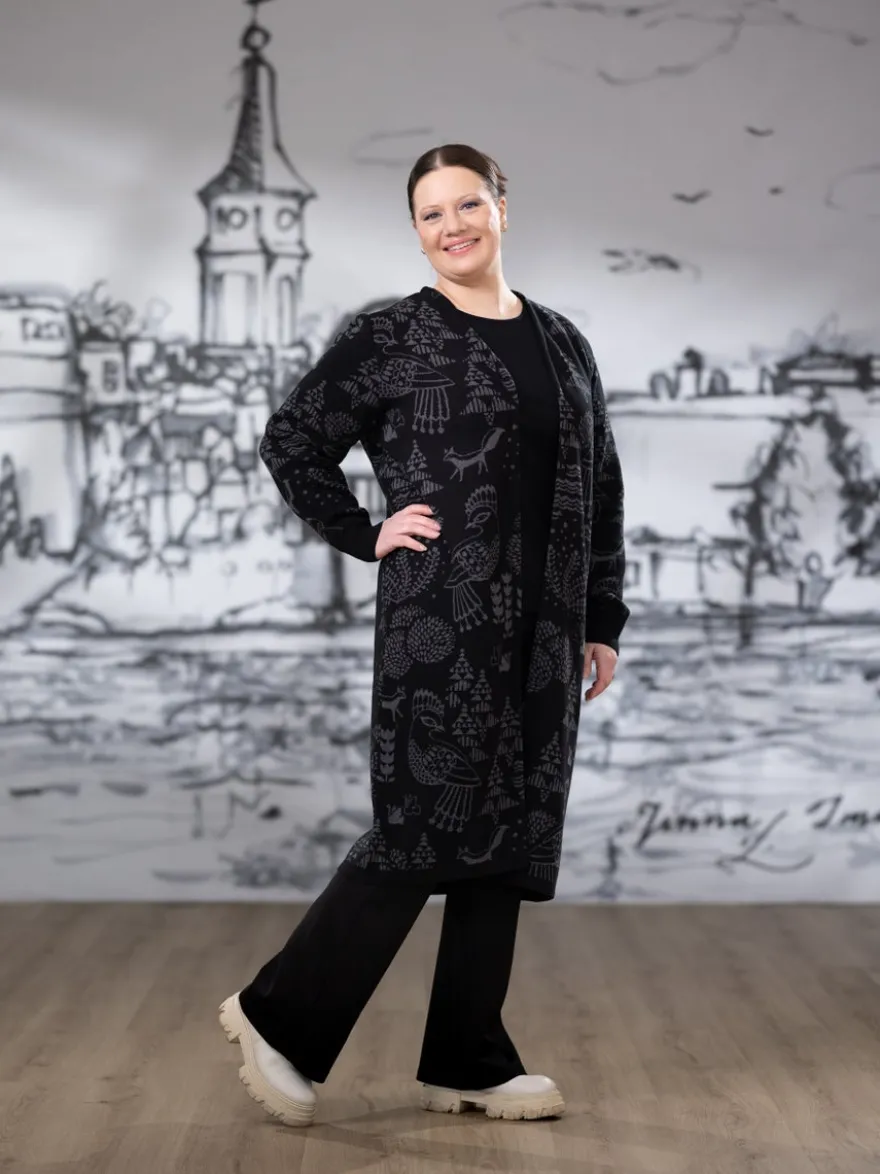 NEULEtakki (Sielulintu musta / tummanharmaa puuvilla)