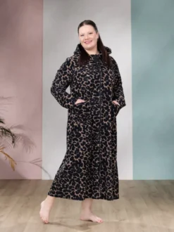 SAUNAtakki pitkä (Kesyttämätön musta / beige joustofrotee)